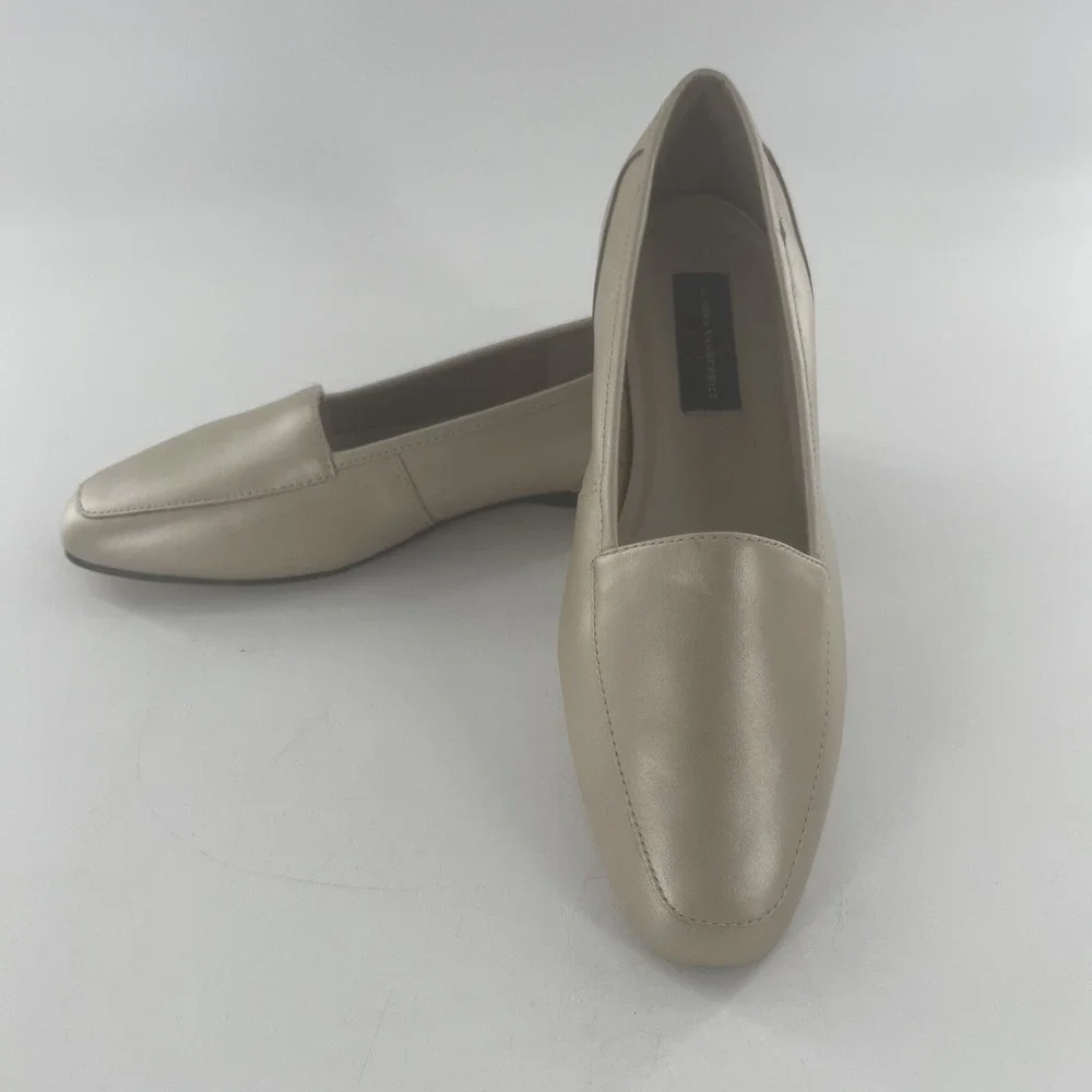 Gloria Vanderbilt Loafer Shoes Women 8.5 W‎ Gold Flats Slip On Metallic Softy5